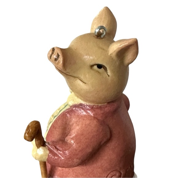 Vintage 1980 Italian Carved Anri Beatrix Potter Pigling Bland Ornament - Picture 7 of 14